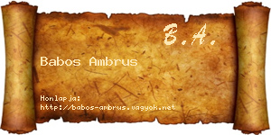 Babos Ambrus névjegykártya